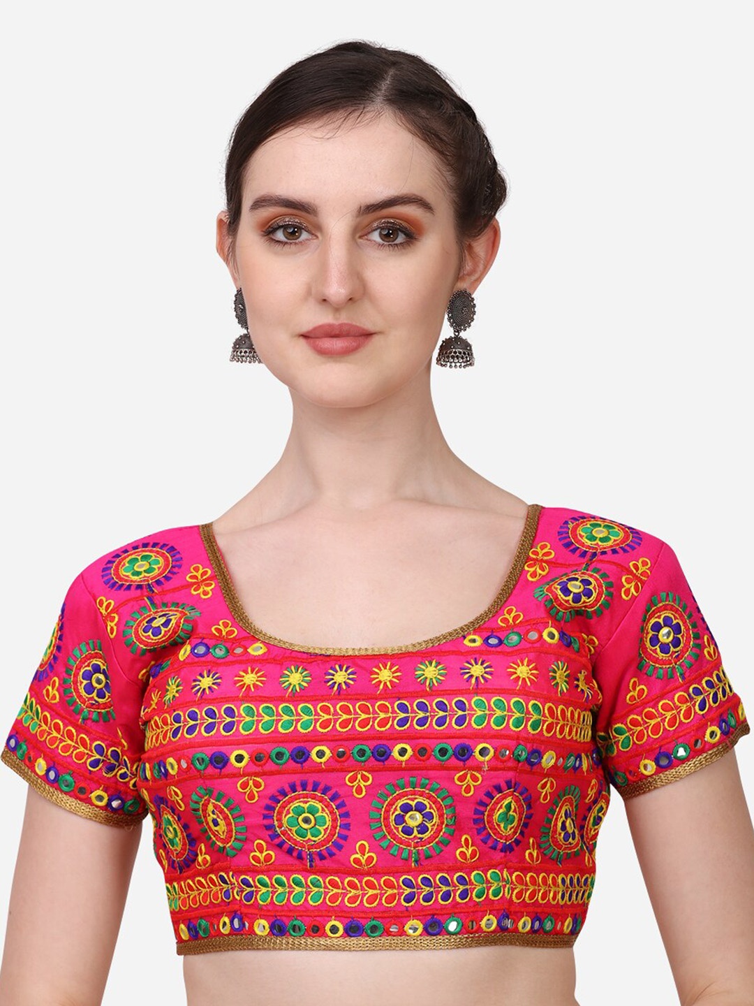 

Sumaira Tex Pink Embroidered Padded Saree Blouse