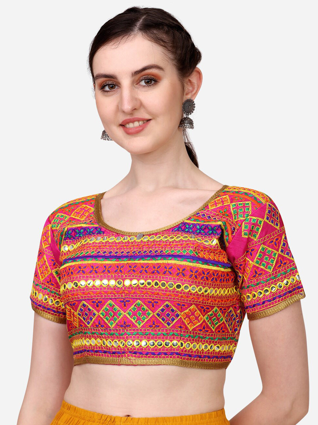 

Sumaira Tex Pink Embroidered Saree Blouse