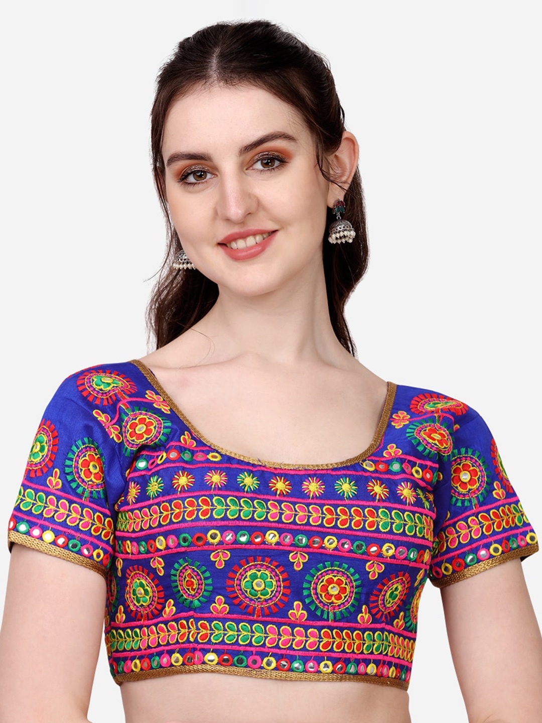 

Sumaira Tex Blue Embroidered Saree Blouse