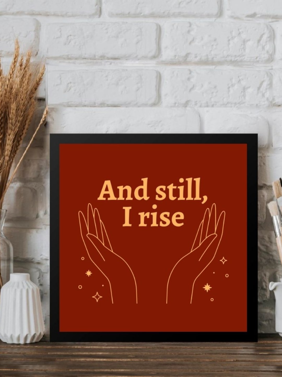 

Gathari Red & Yellow And Still I Rise Quotes Wall Art