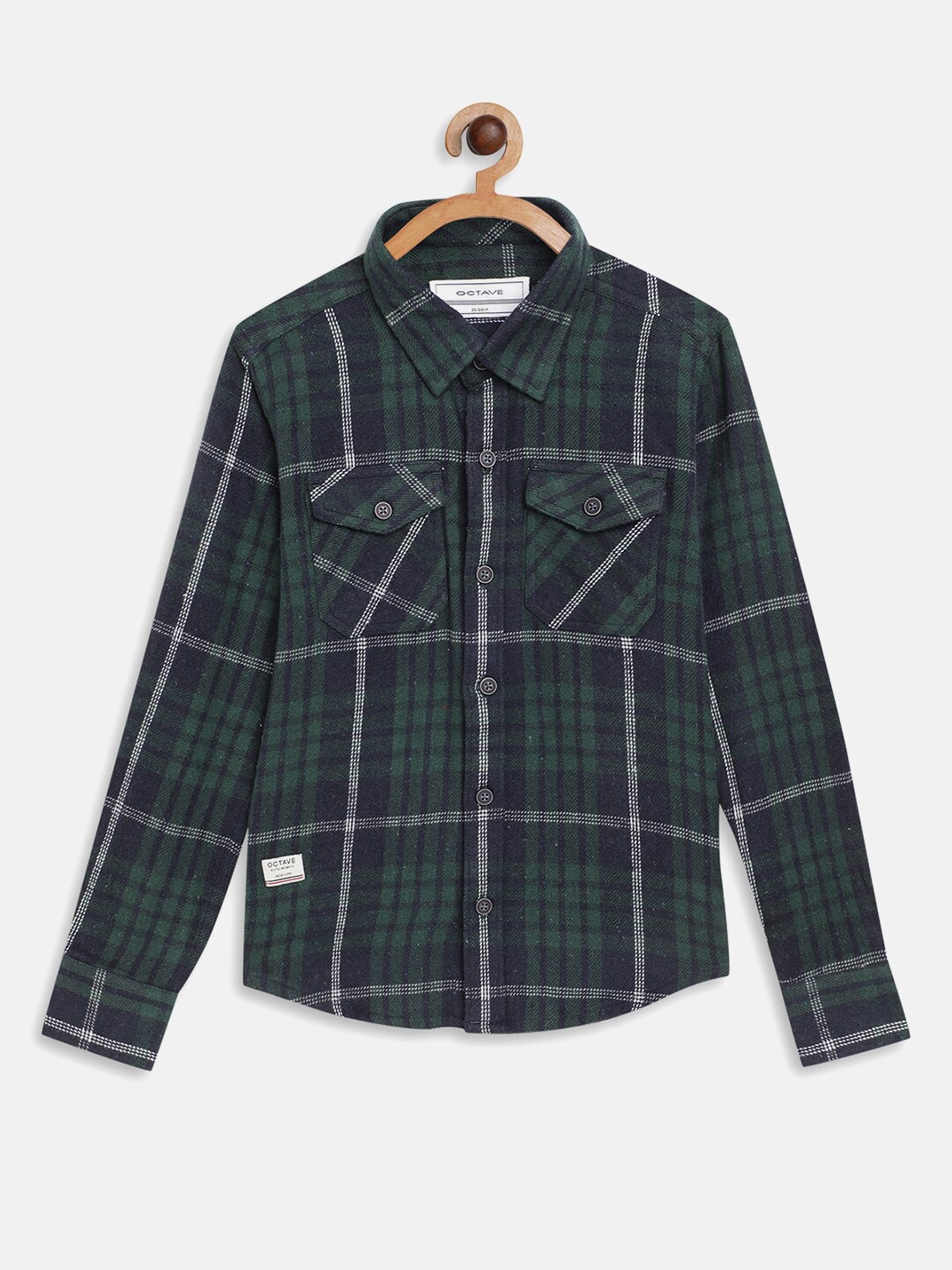 

Octave Boys Olive Green Tartan Checked Casual Shirt