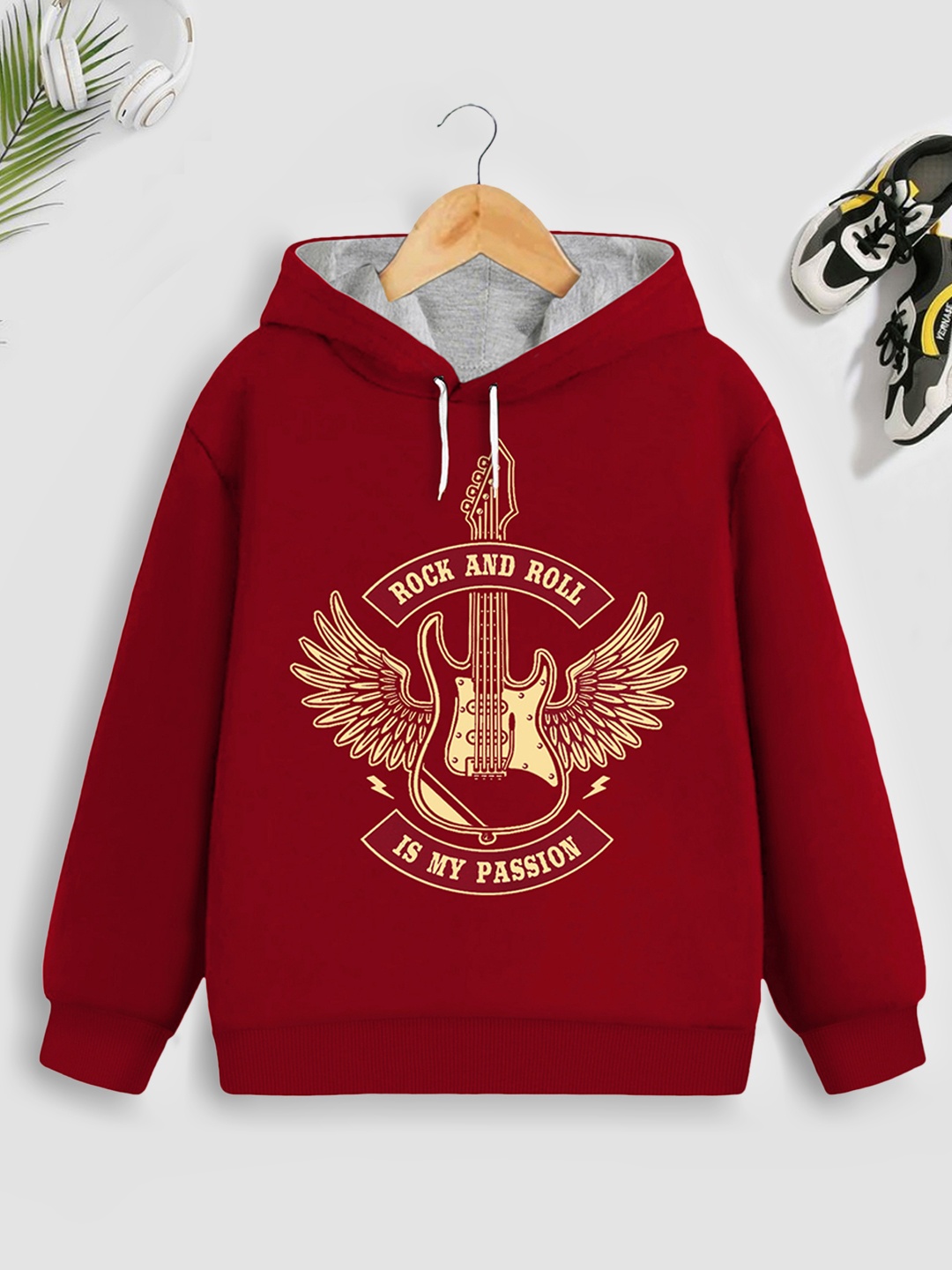 

Trampoline Boys Red Printed Hooded Sweatshirt