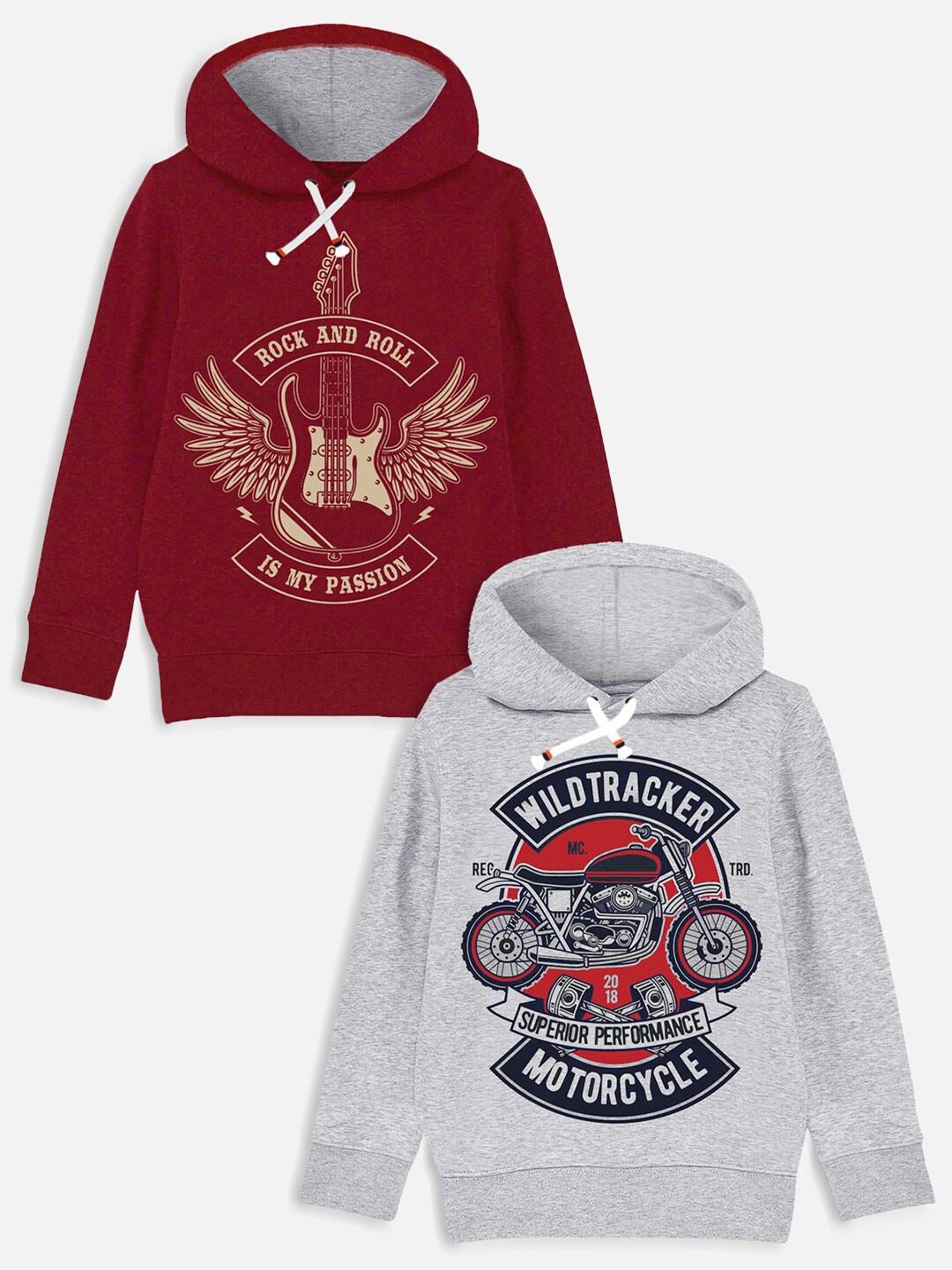 

Trampoline Pack of 2 Boys Grey & Red Printed Hooded Sweatshirts