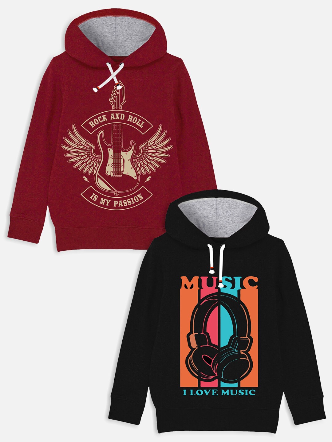 

Trampoline Pack of 2 Boys Red & Black Printed Hooded Sweatshirts