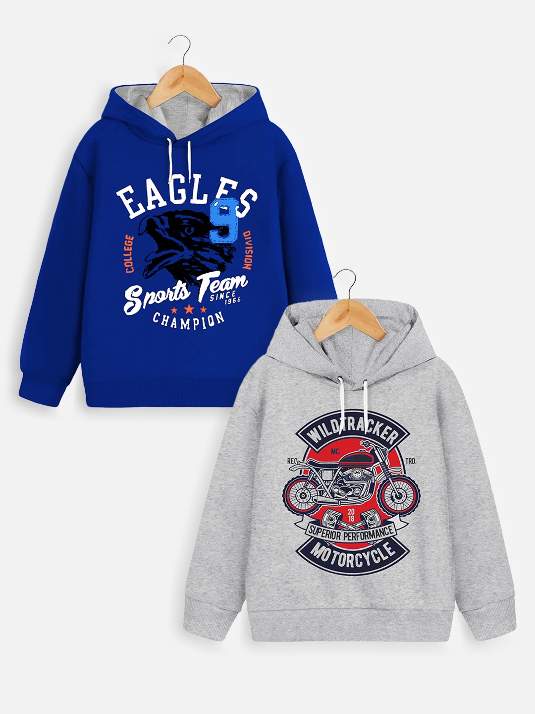 

Trampoline Pack of 2 Boys Grey & Red Printed Hooded Sweatshirt