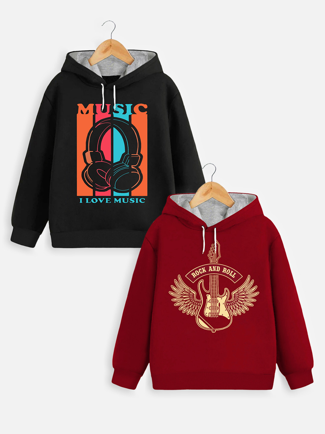 

Trampoline Pack of 2 Boys Red & Black Printed Hooded Sweatshirt