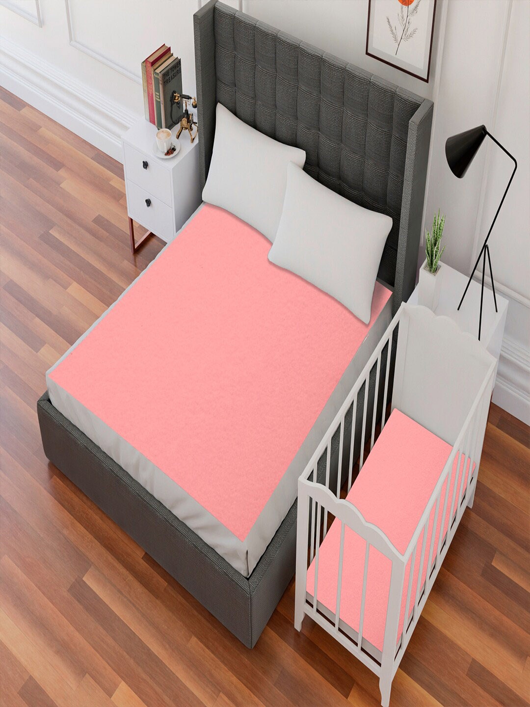 

AVI Unisex Kids Pink Solid Cotton Waterproof Mattress Protector