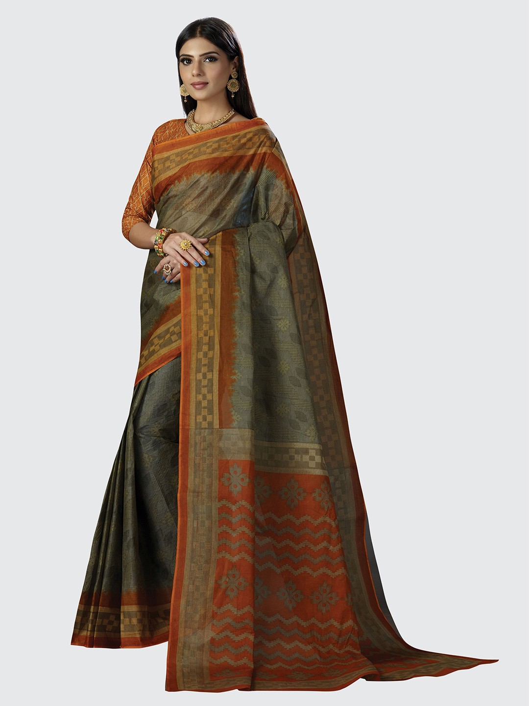 

SHANVIKA Green & Yellow Pure Cotton Saree