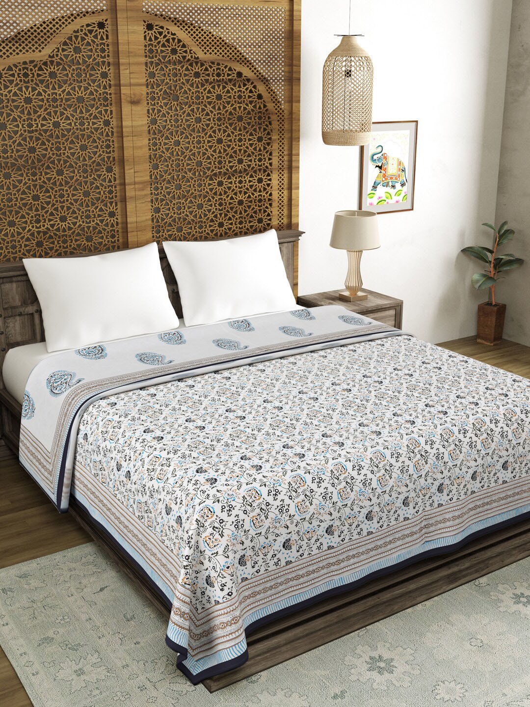 

BLOCKS OF INDIA Ethnic Motifs AC Room 150 GSM Double Bed Dohar, Grey
