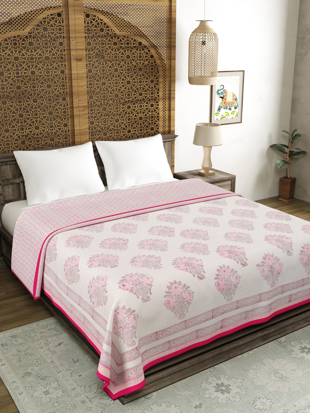 

BLOCKS OF INDIA Ethnic Motifs AC Room 150 GSM Double Bed Dohar, Pink