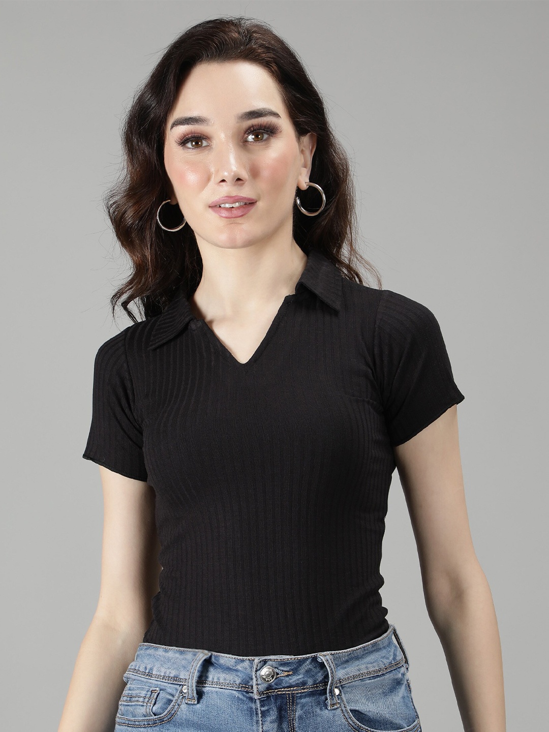 

Sonex Gold Women Black Striped Top