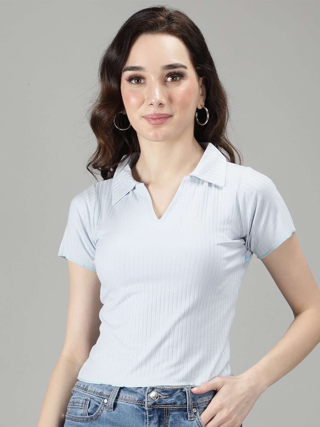 

Sonex Gold Women Blue Striped Top