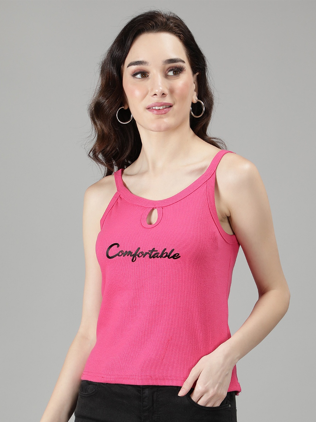 

Sonex Gold Women Pink Printed Cotton Top