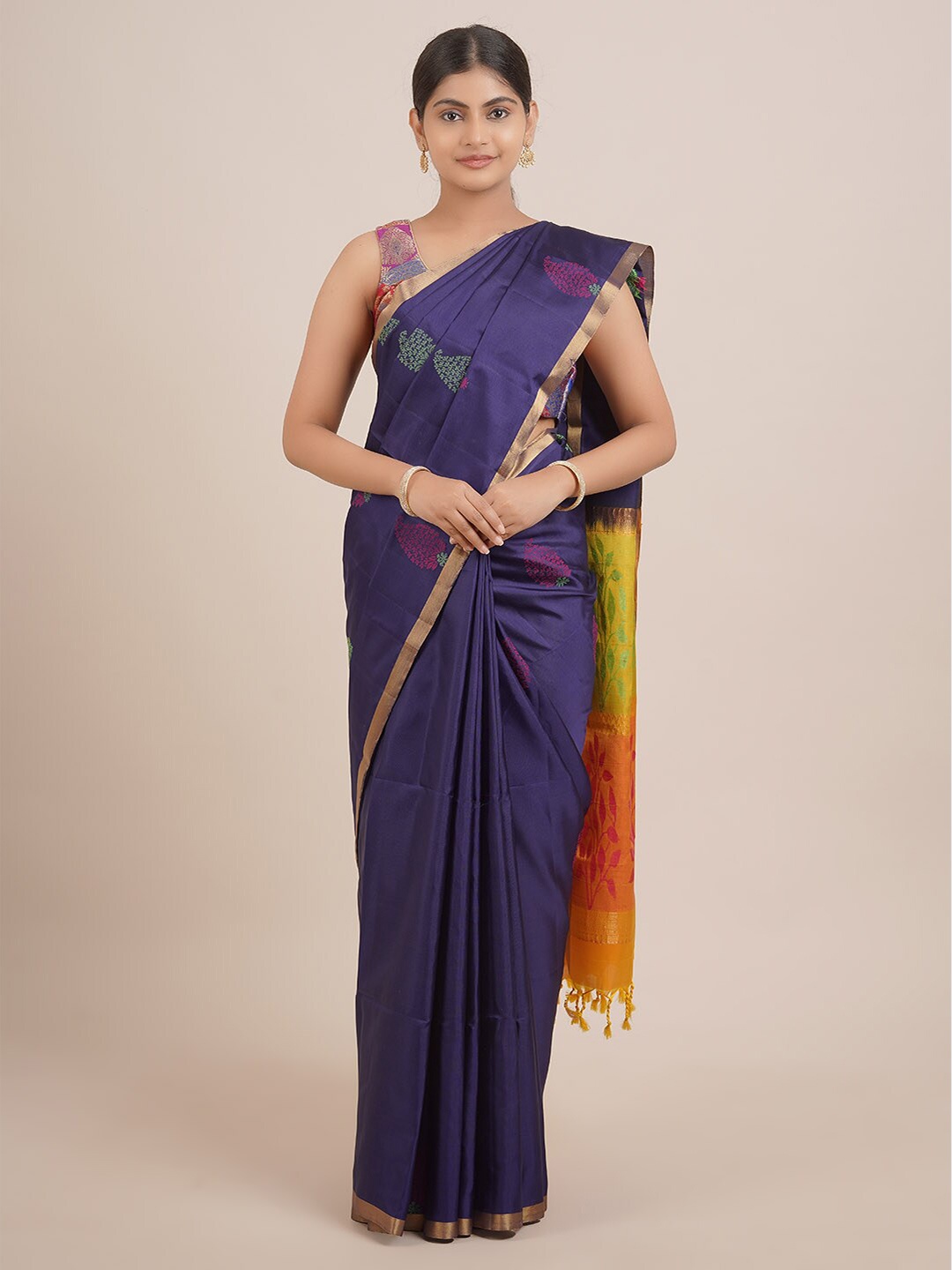 

Pothys Blue & Green Woven Design Zari Pure Silk Saree