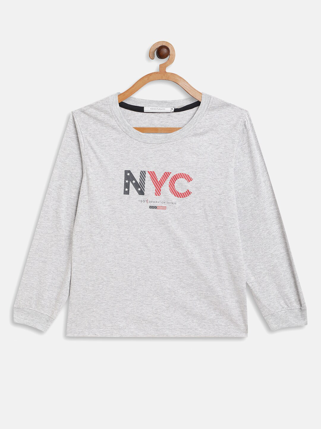 

Octave Boys Grey Typography Printed T-shirt