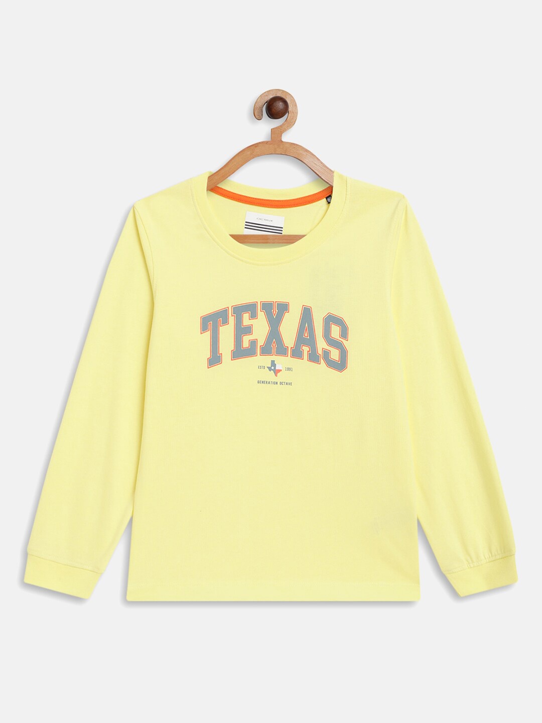 

Octave Boys Yellow Typography Printed T-shirt