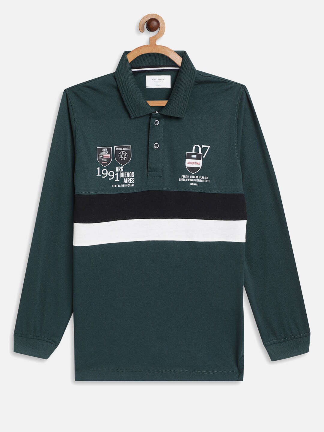 

Octave Boys Green Printed Polo Collar T-shirt