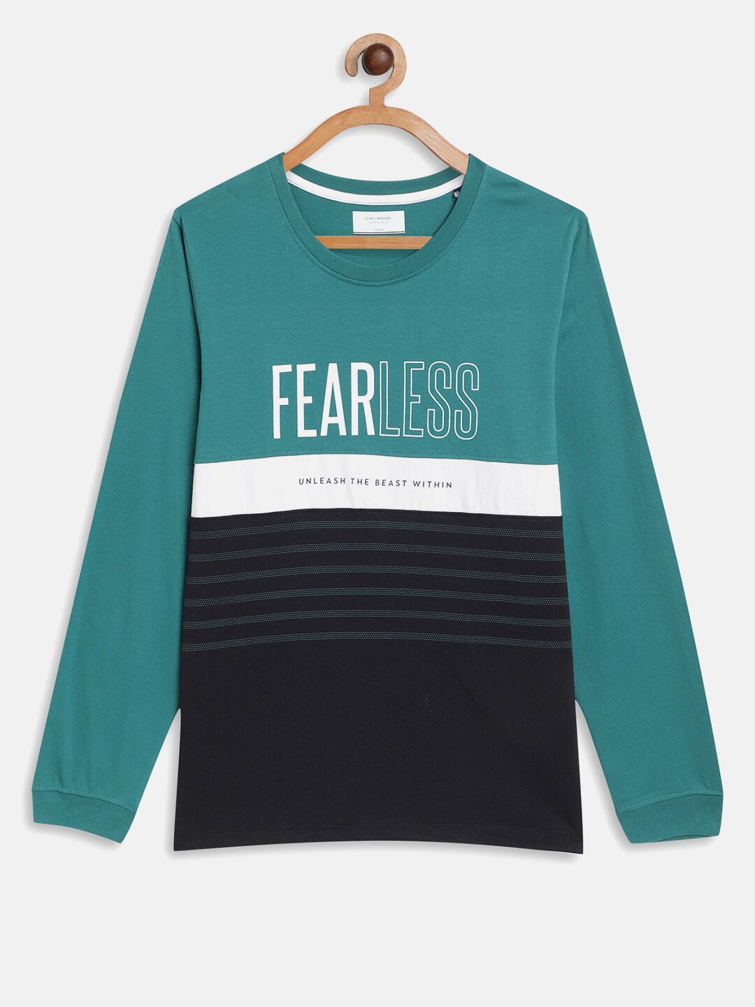 Octave Boys Green Typography Printed T-shirt