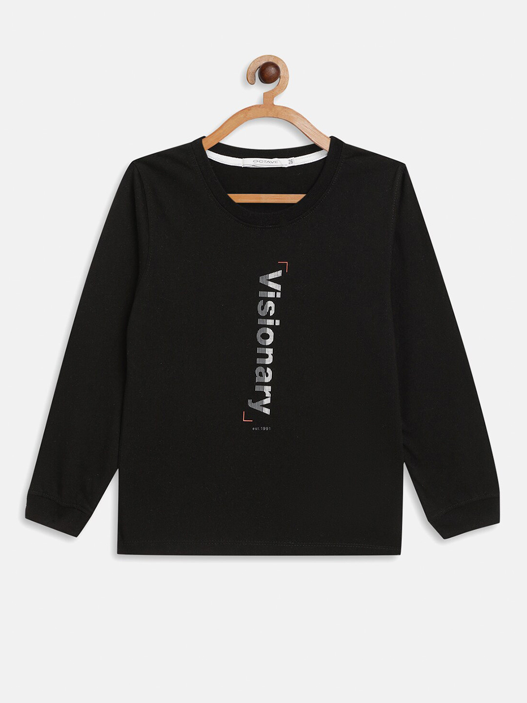 

Octave Boys Black Typography Printed T-shirt