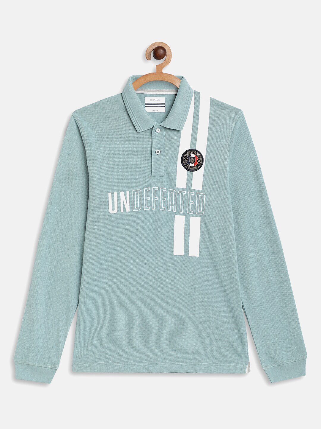 Octave Boys Blue Typography Printed Polo Collar T-shirt