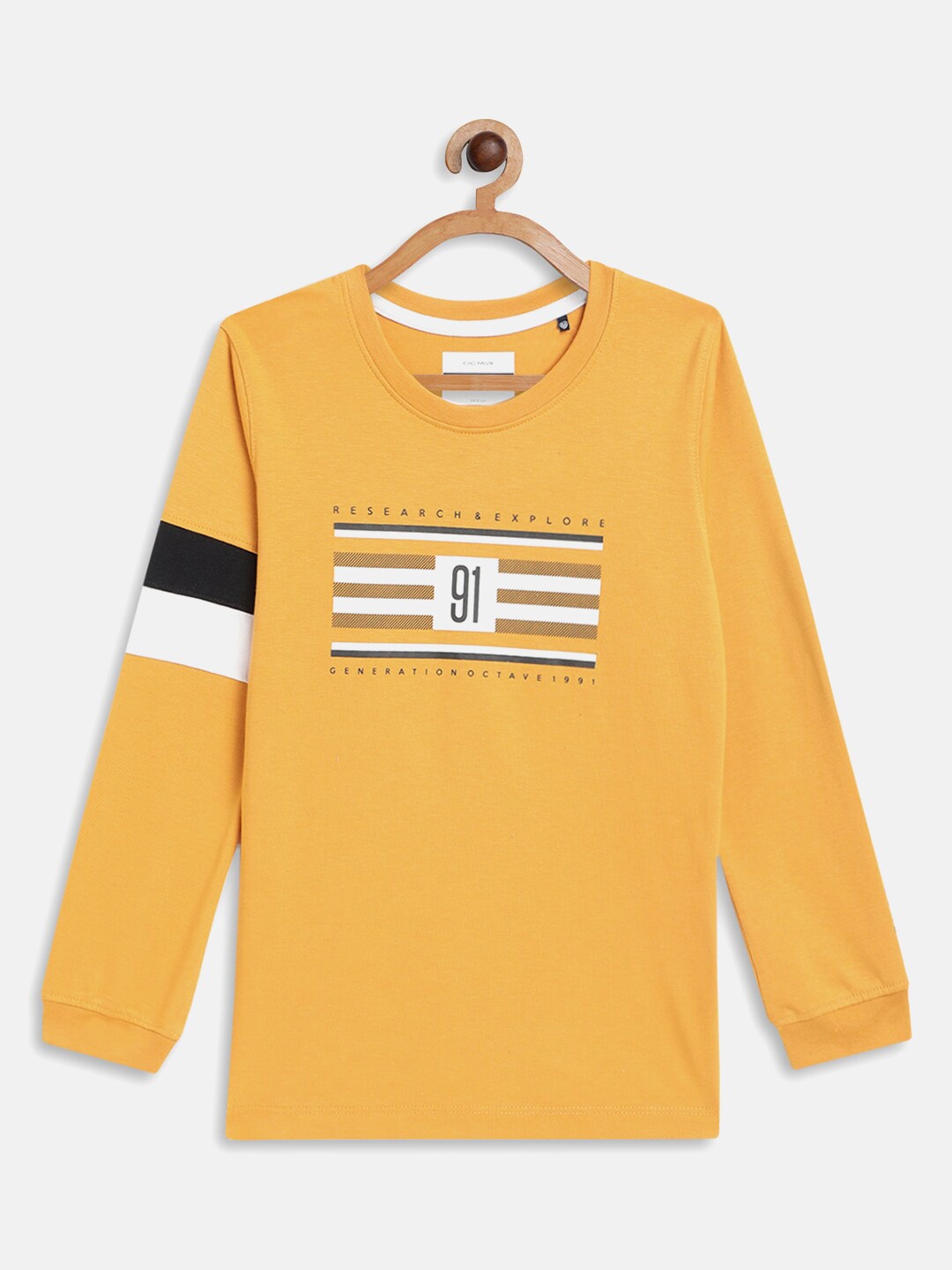 

Octave Boys Yellow Typography Printed T-shirt
