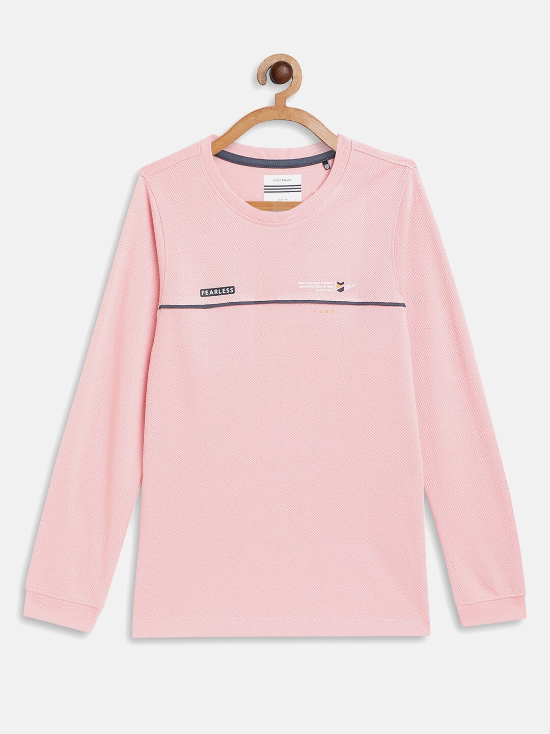 

Octave Boys Pink Typography Printed Cotton T-shirt