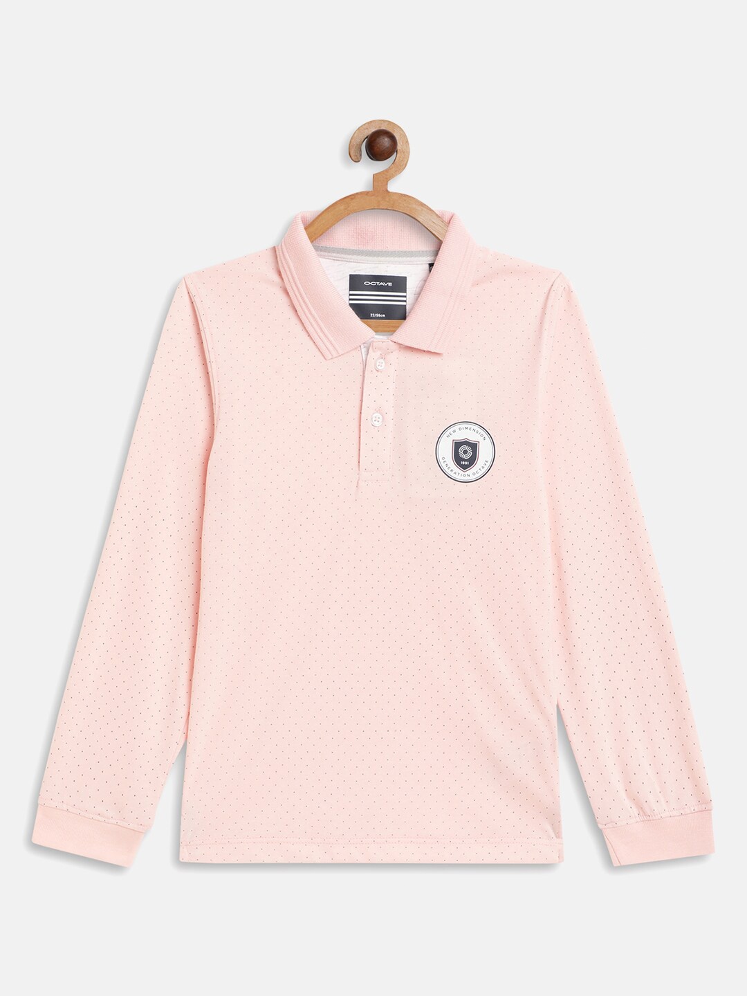 

Octave Boys Pink Printed Polo Collar Cotton T-shirt
