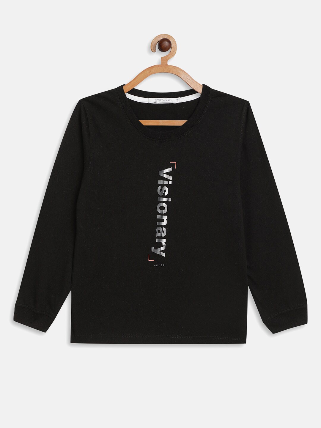 

Octave Boys Black Typography Printed Cotton T-shirt