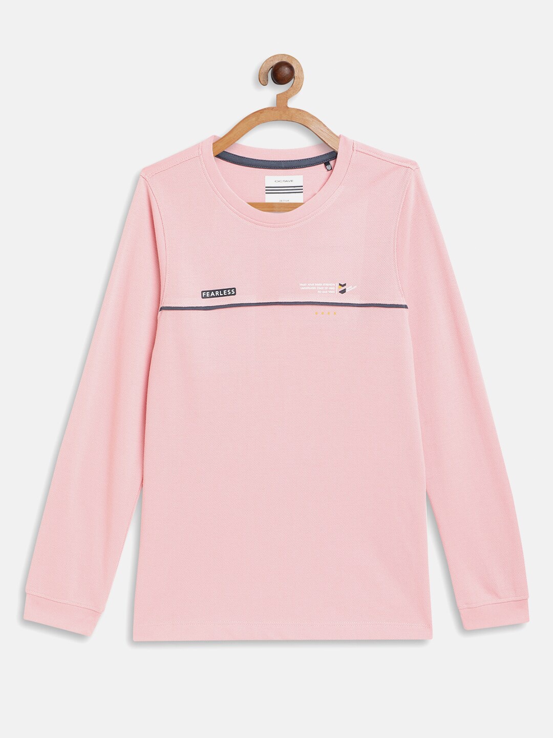 

Octave Boys Pink Typography Printed Cotton T-shirt