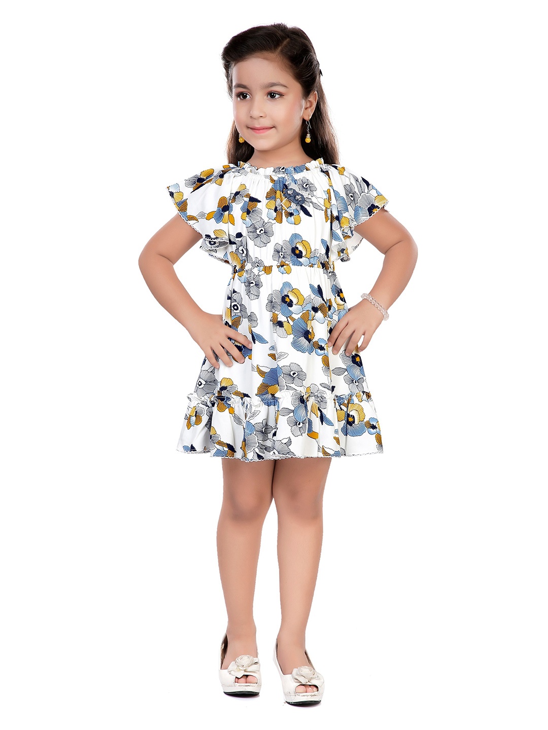 

Hunny Bunny Yellow & White Floral Printed Dress