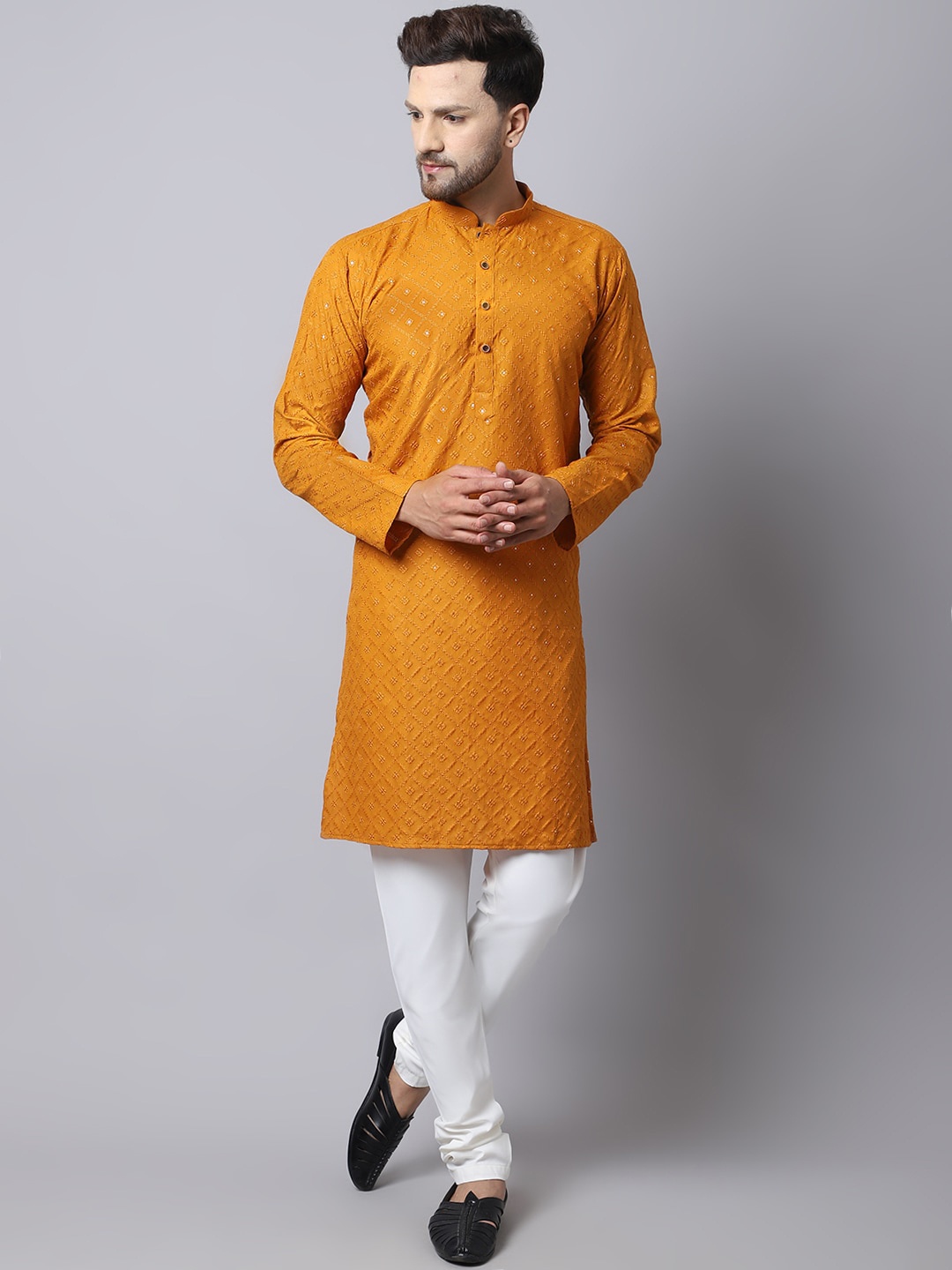 

Kaifoo Men Beige Kurta with Churidar Pant