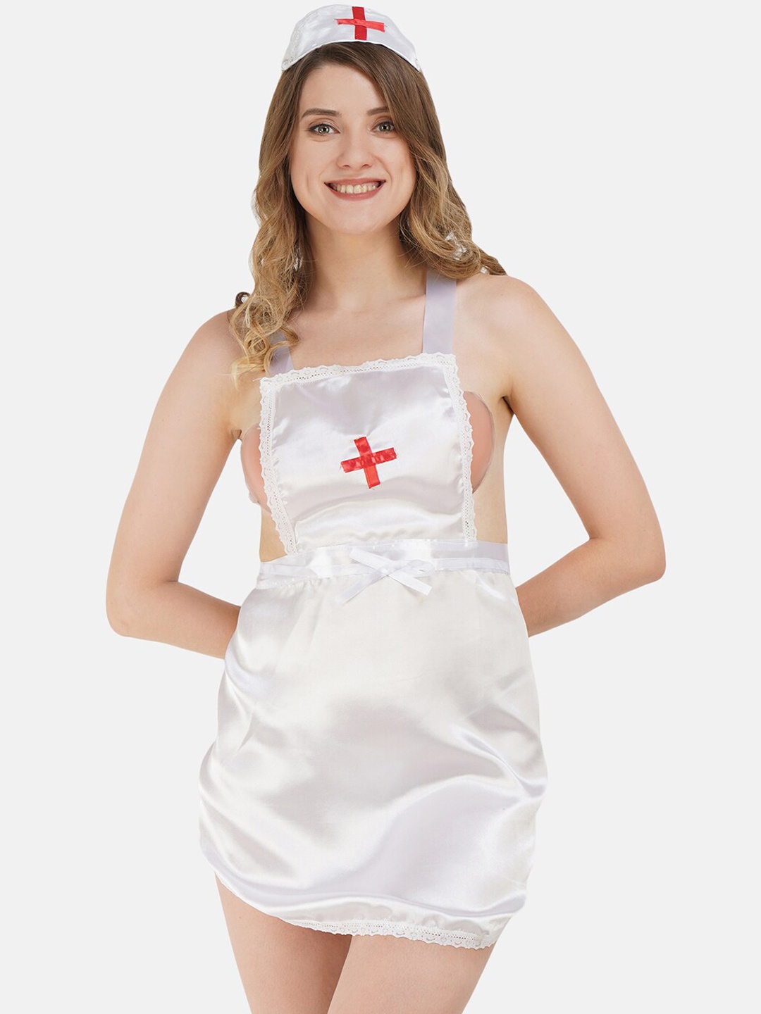 

COLOR STYLE Women White & Red Baby Doll