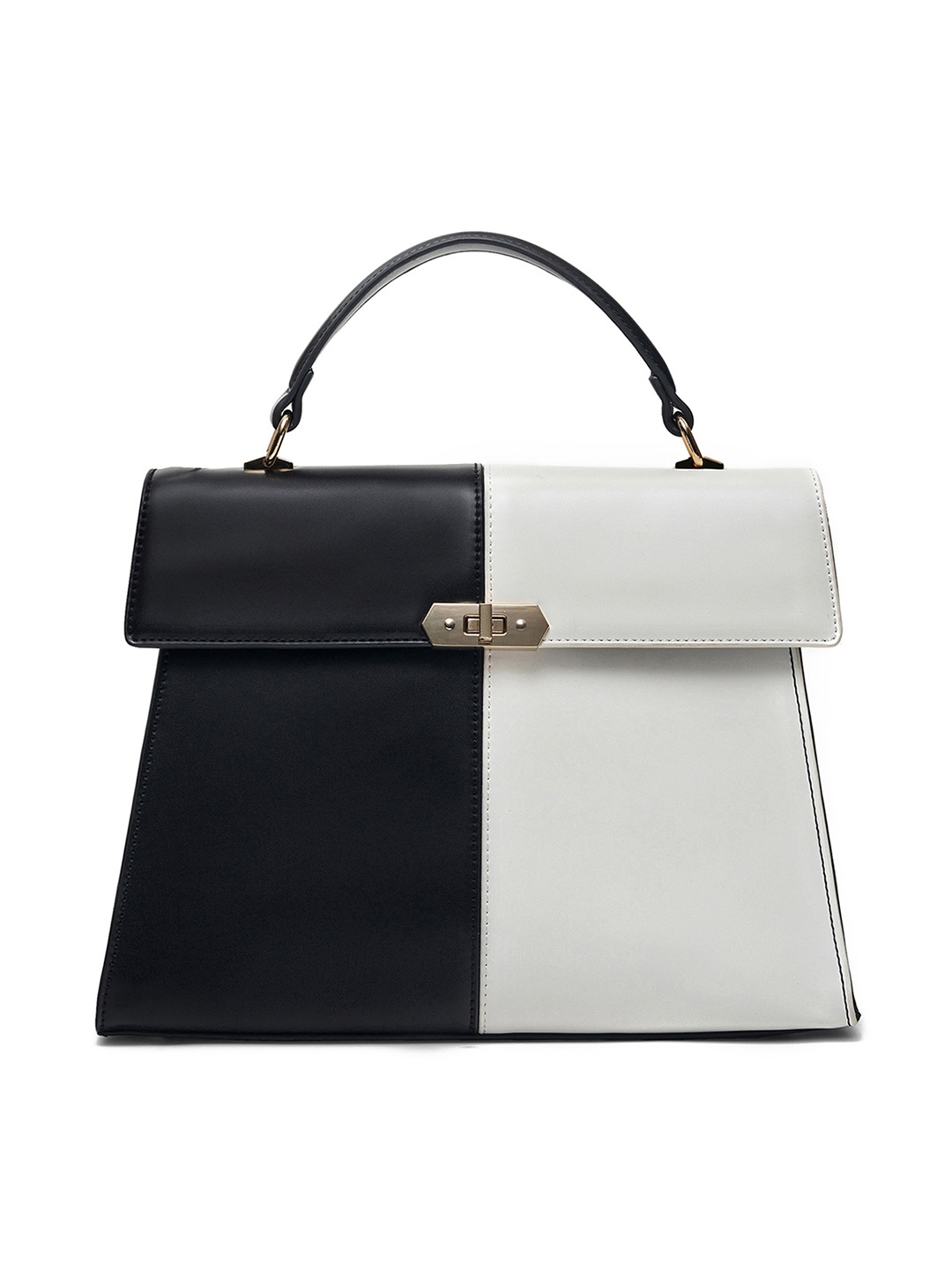 

MIRAGGIO Colourblocked Structured Satchel Handbag With Detachable Sling Strap, Black