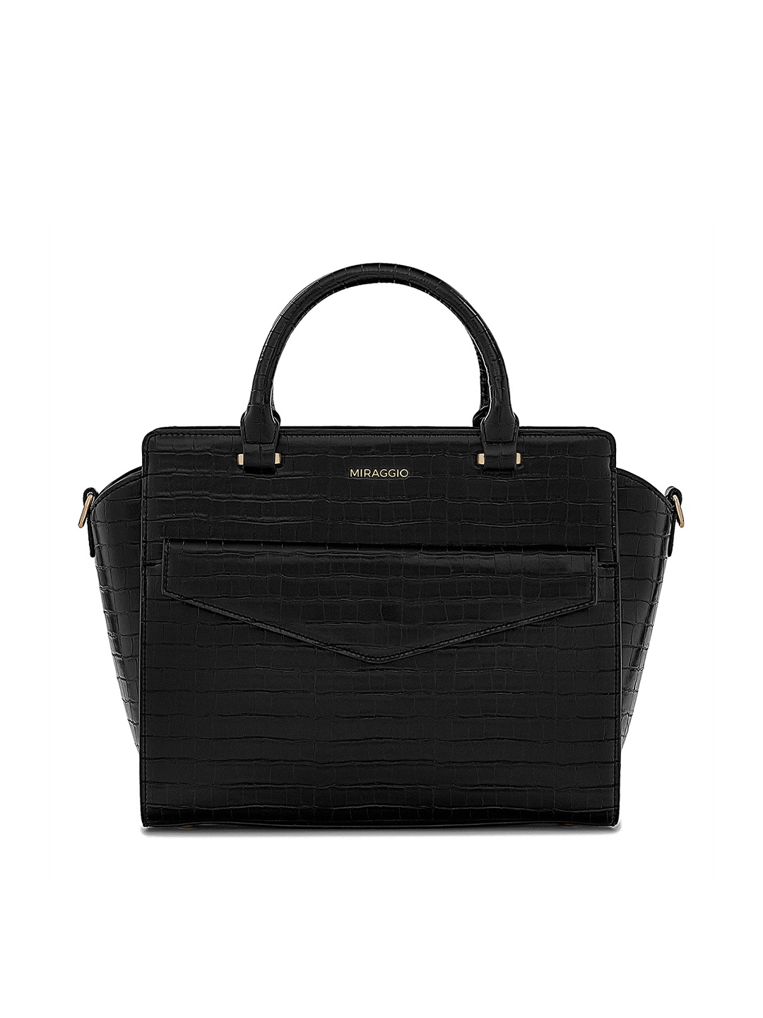 

MIRAGGIO Harper Textured Handheld Bag, Black