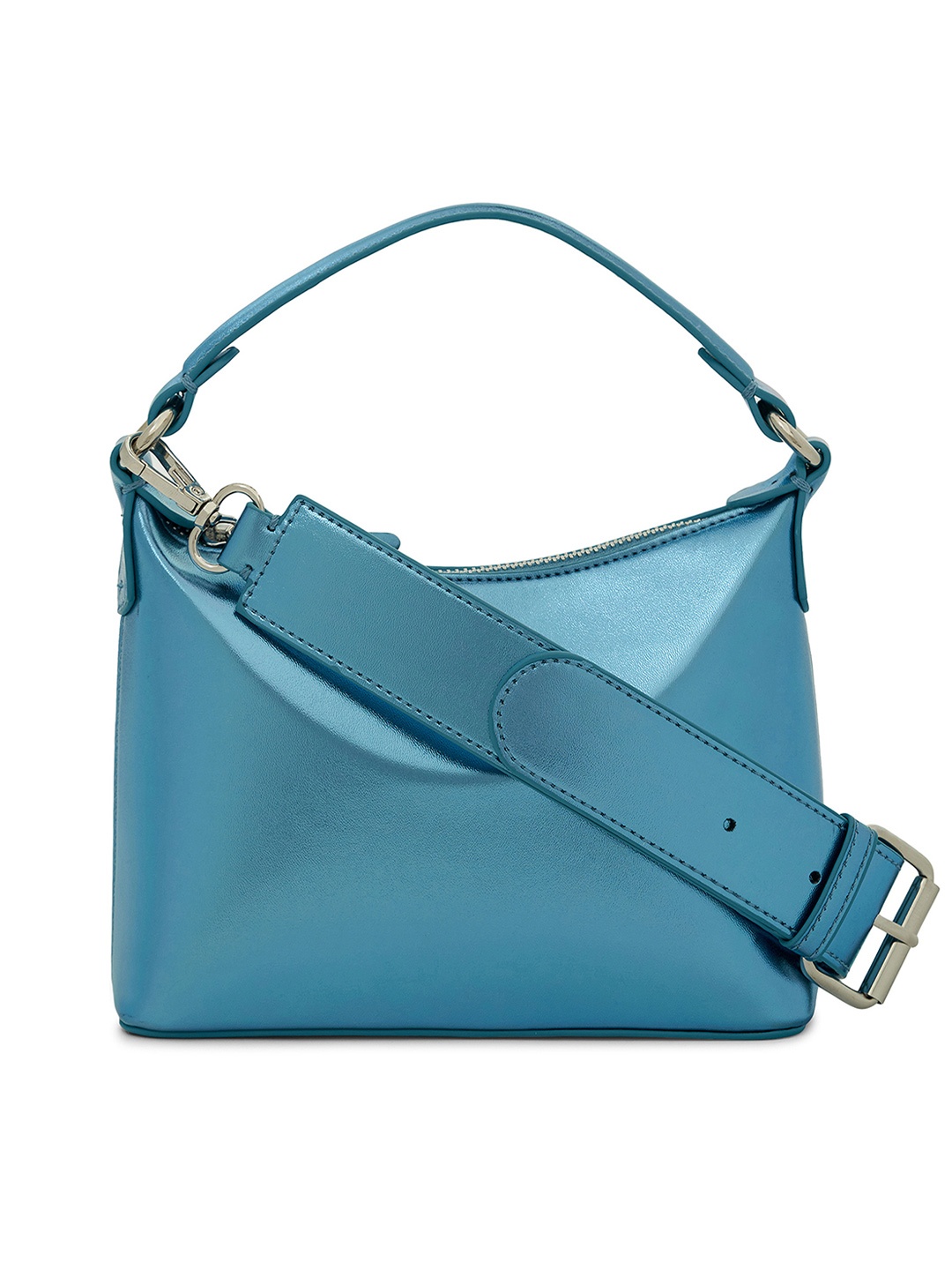 

MIRAGGIO Women Metallic Blue Colored Sling Bag, Black