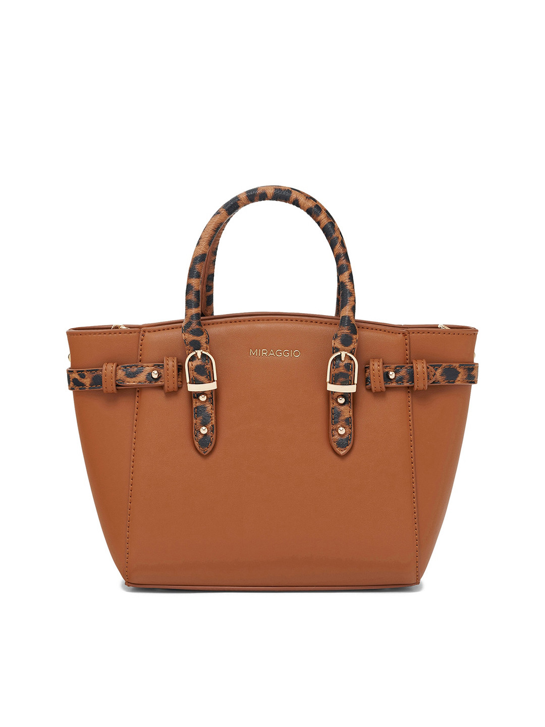 

MIRAGGIO Brown Mini Handbag with Sling Strap and Animal Print