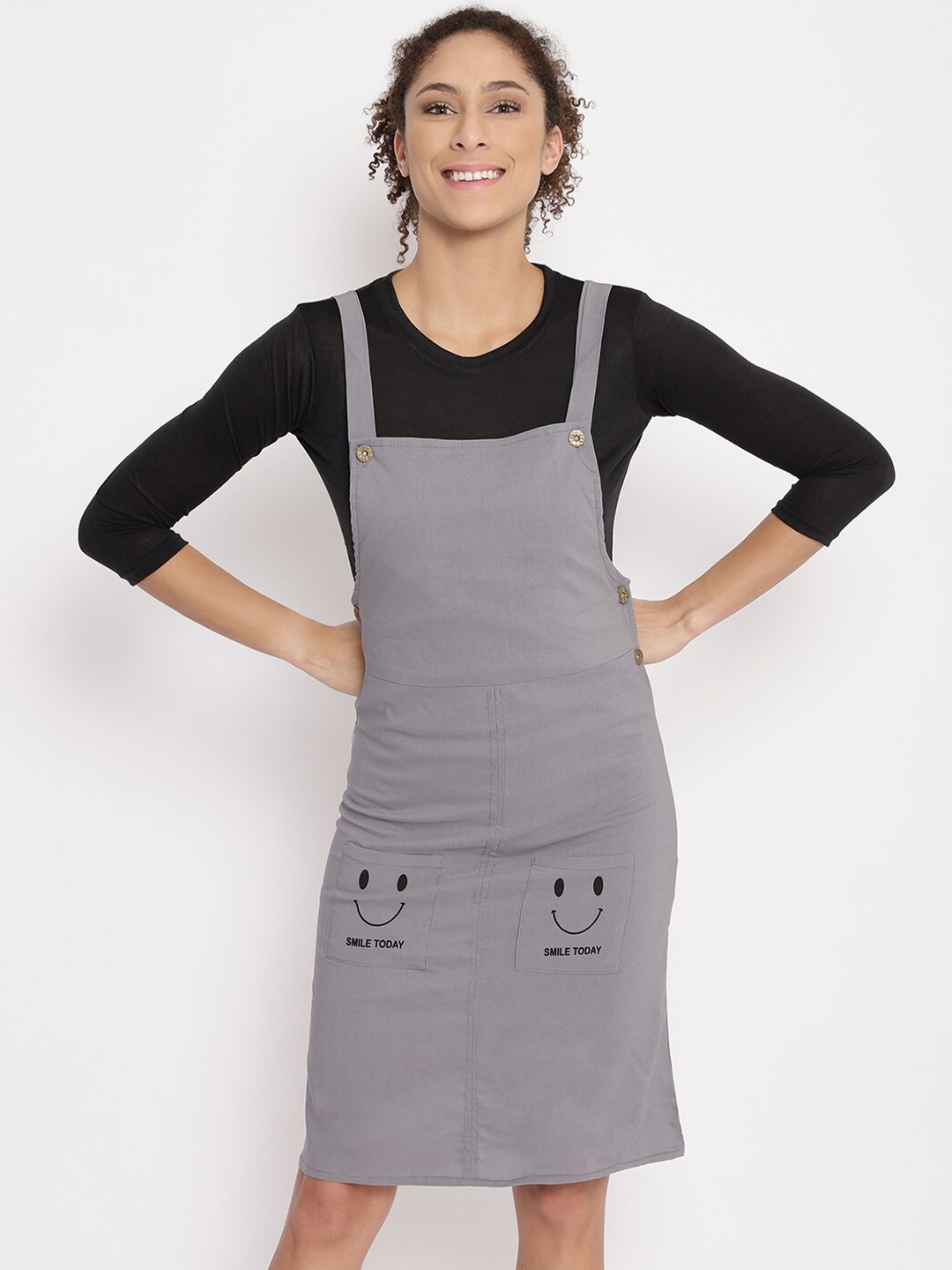 

Anaghakart Women Grey Pinafore Dress