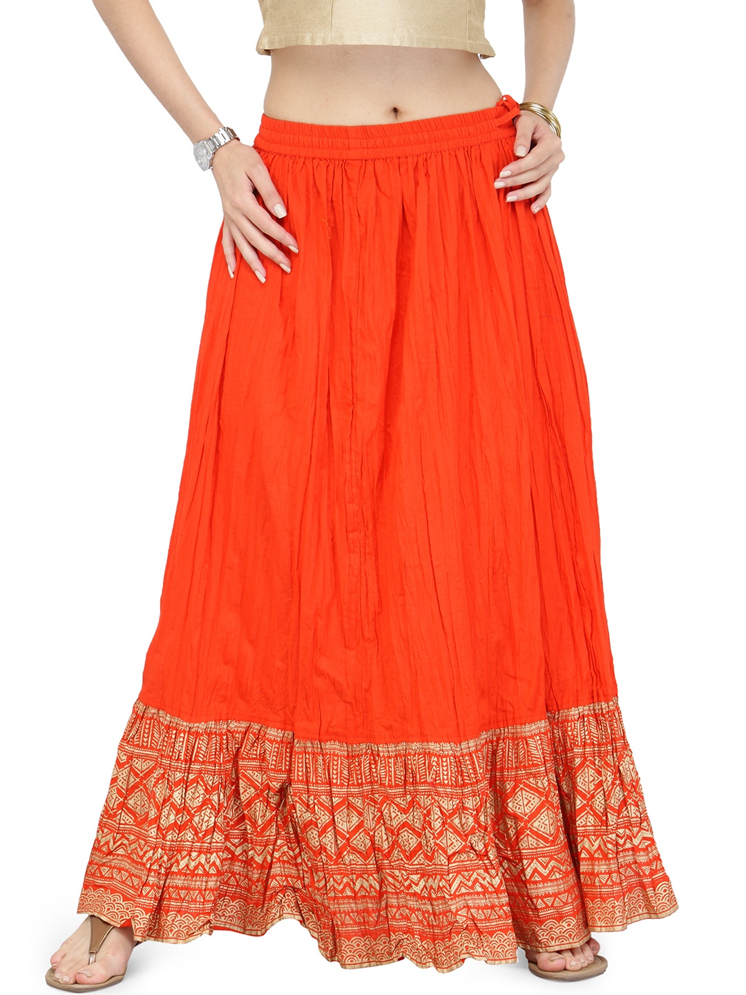 

Varanga Orange Gold Pure Cotton Skirt