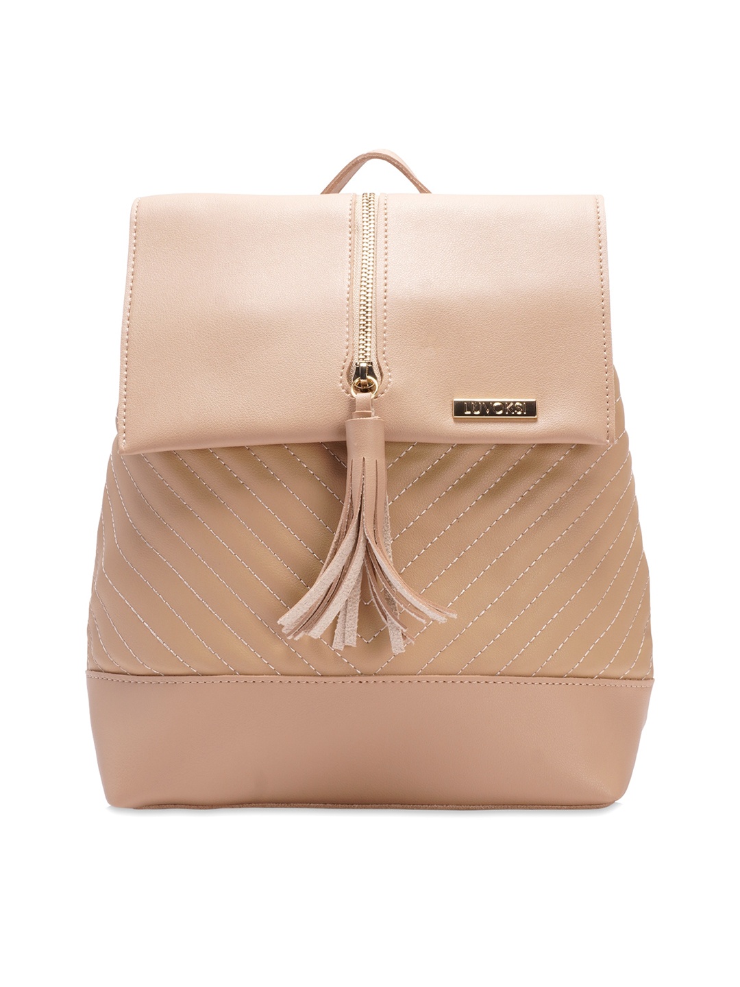 

Luvoksi Women Tasselled Backpack, Beige