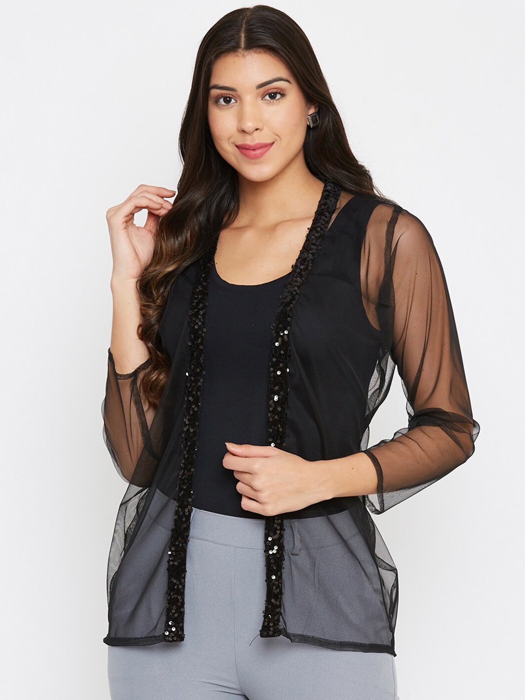 

Anaghakart Women Black Party Embellished Shrug