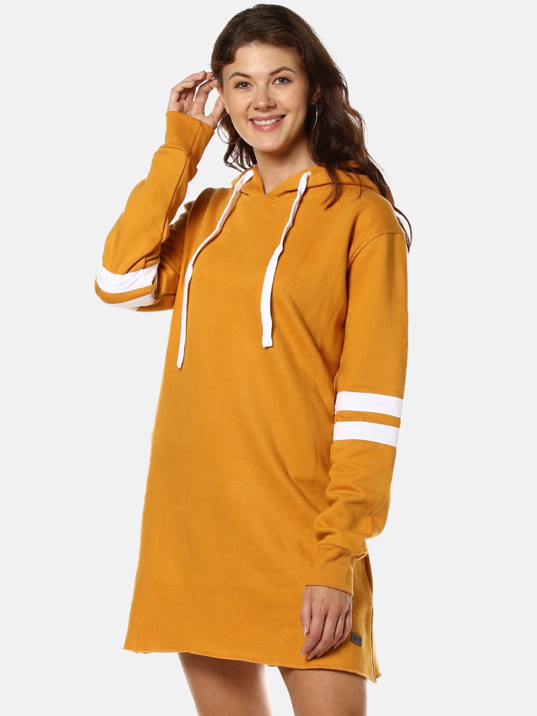 

Campus Sutra Women Mustard Yellow T-shirt Dress