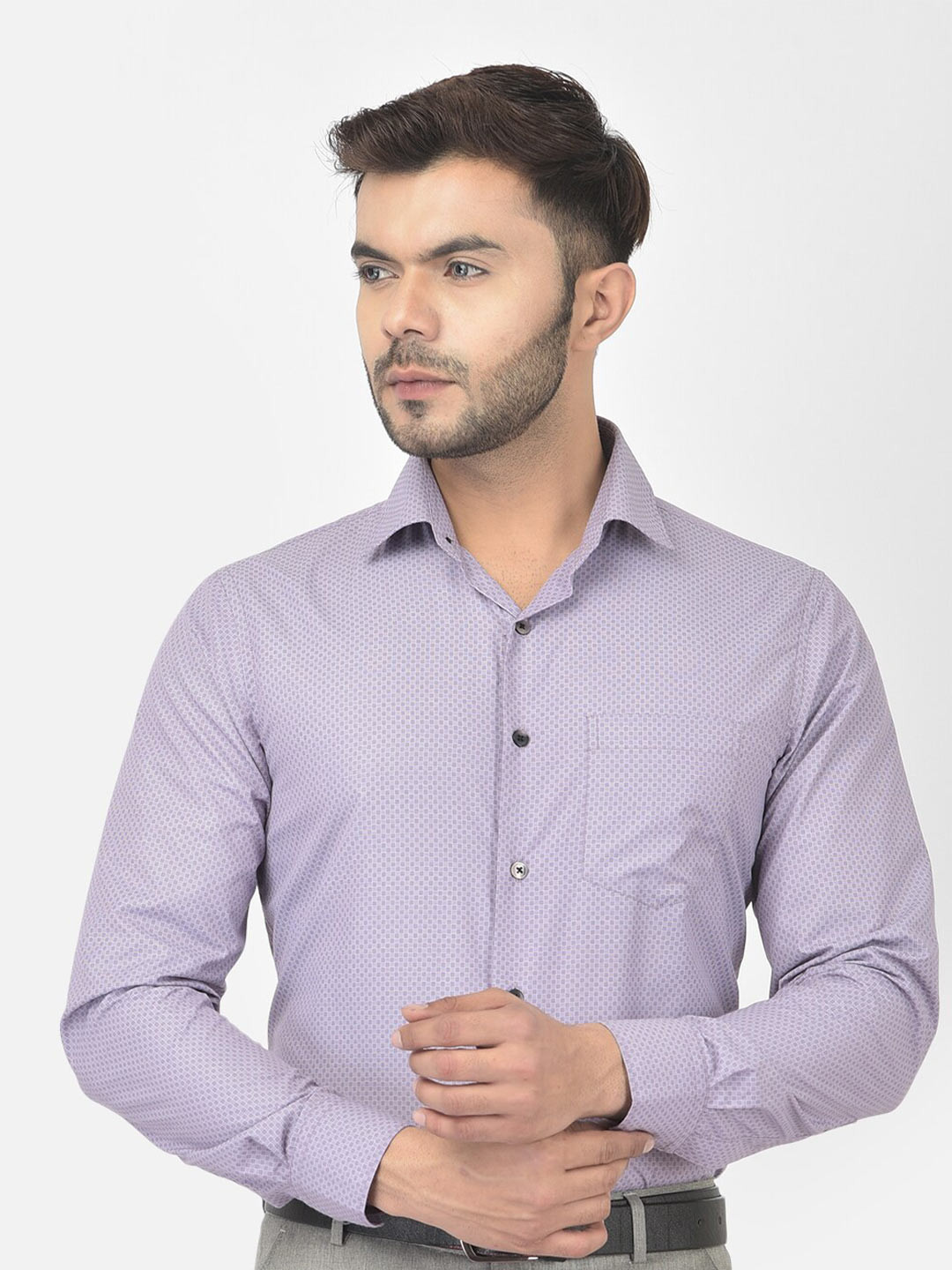 

COBB Men Purple Micro Checked Cotton Formal Shirt