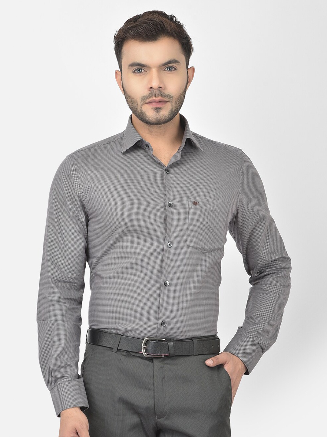 

COBB Men Black Micro Checked Cotton Formal Shirt