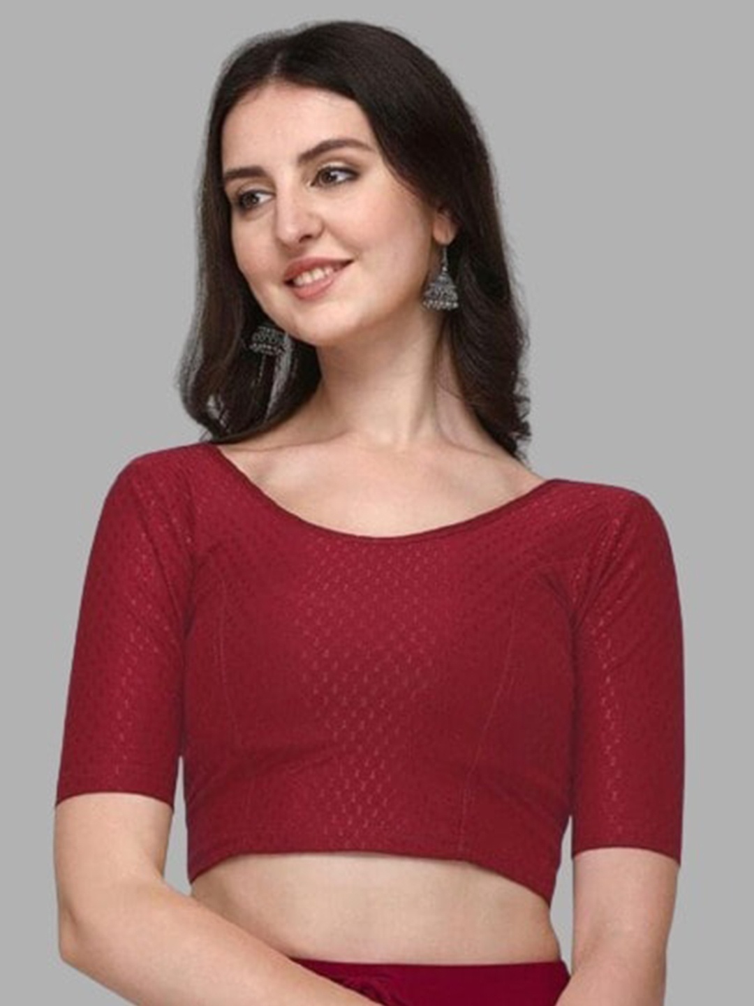 

LINARO LIFESTYLES Maroon Solid Saree Blouse