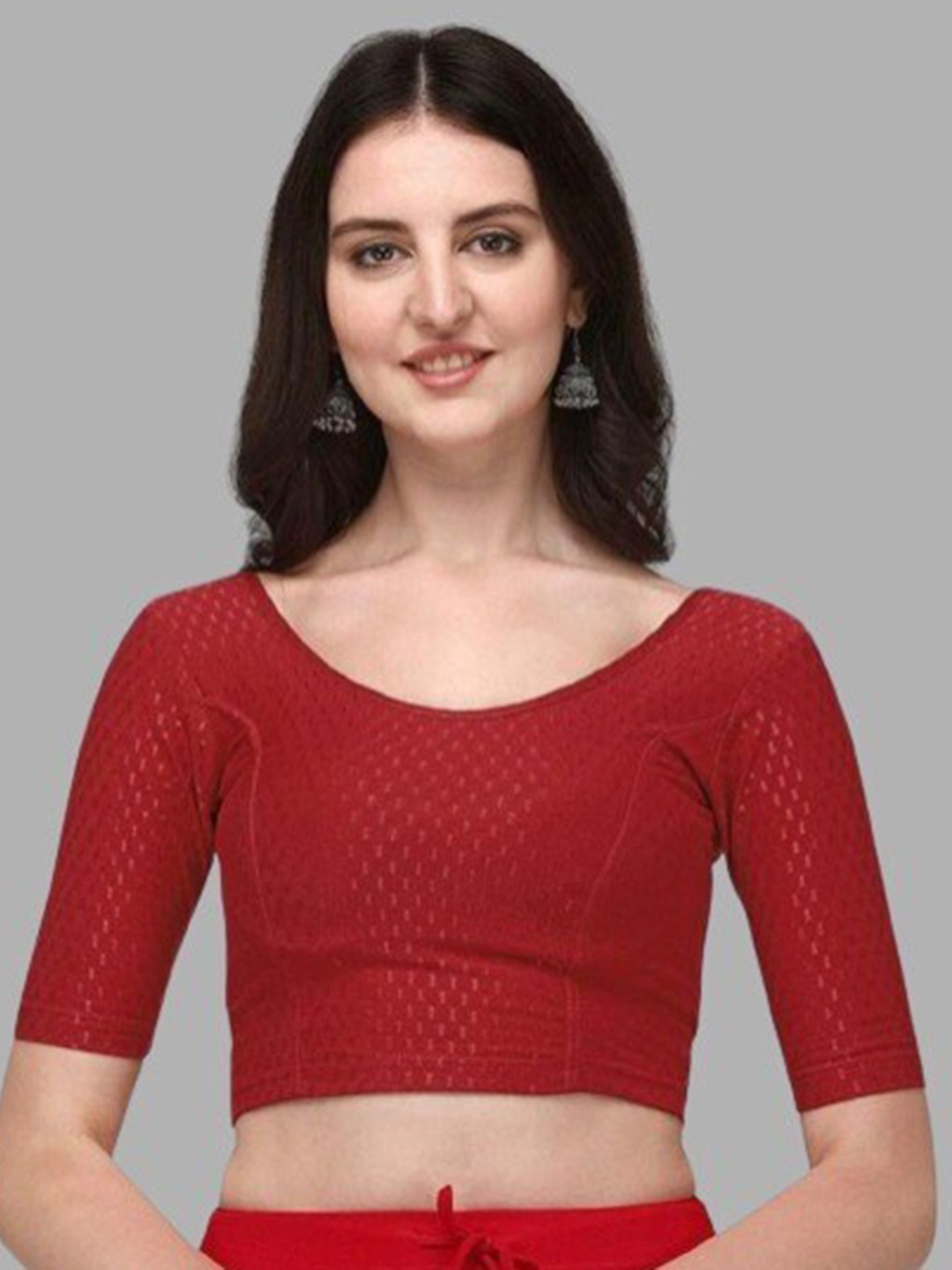 

LINARO LIFESTYLES Red Solid Saree Blouse