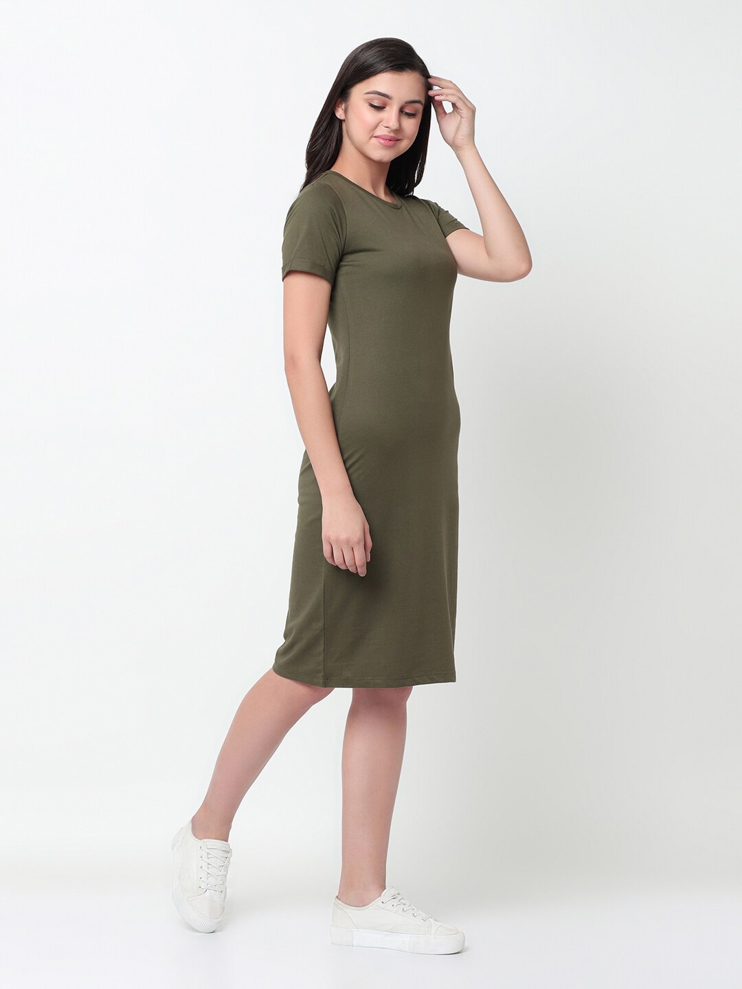 

Rigo Solid Bodycon Dress, Green