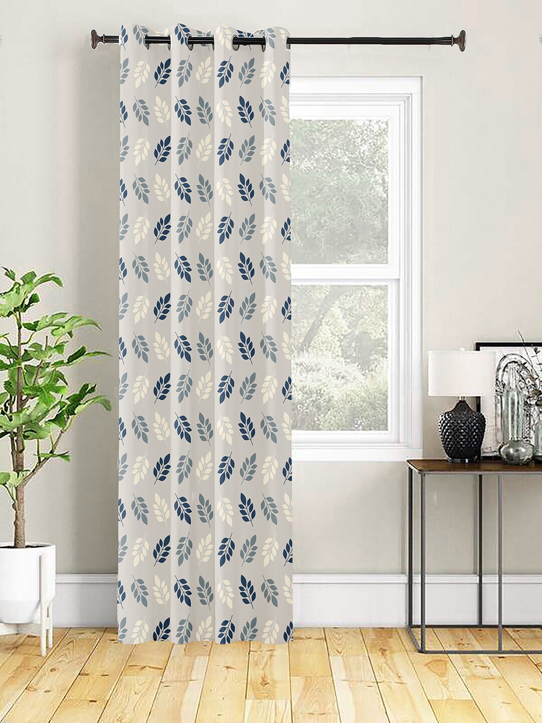 

AEROHAVEN Beige & Black Floral Room Darkening Door Curtain