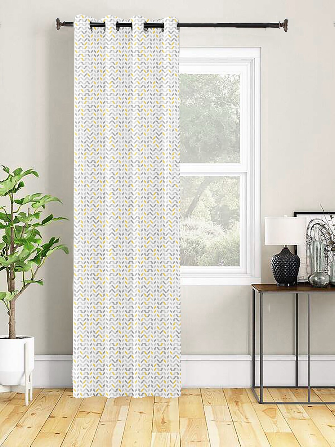 

AEROHAVEN Off White And Grey Abstract Digital Print Room Darkening Door Curtain