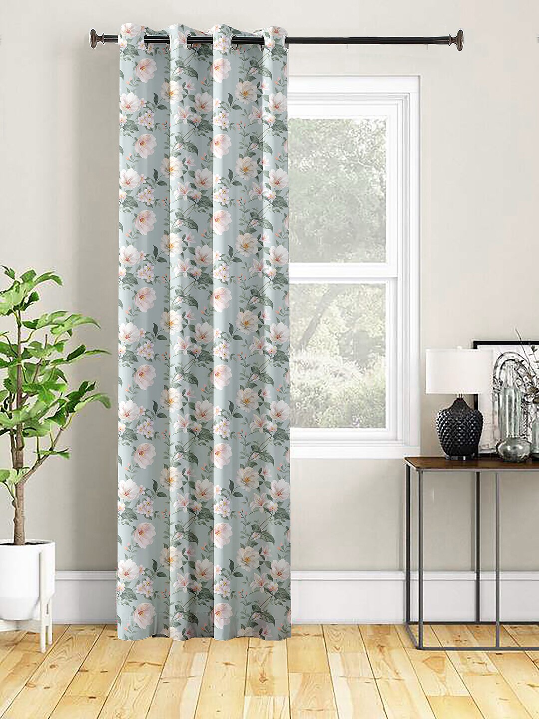

AEROHAVEN Blue and Pink Floral Room Darkening Door Curtain