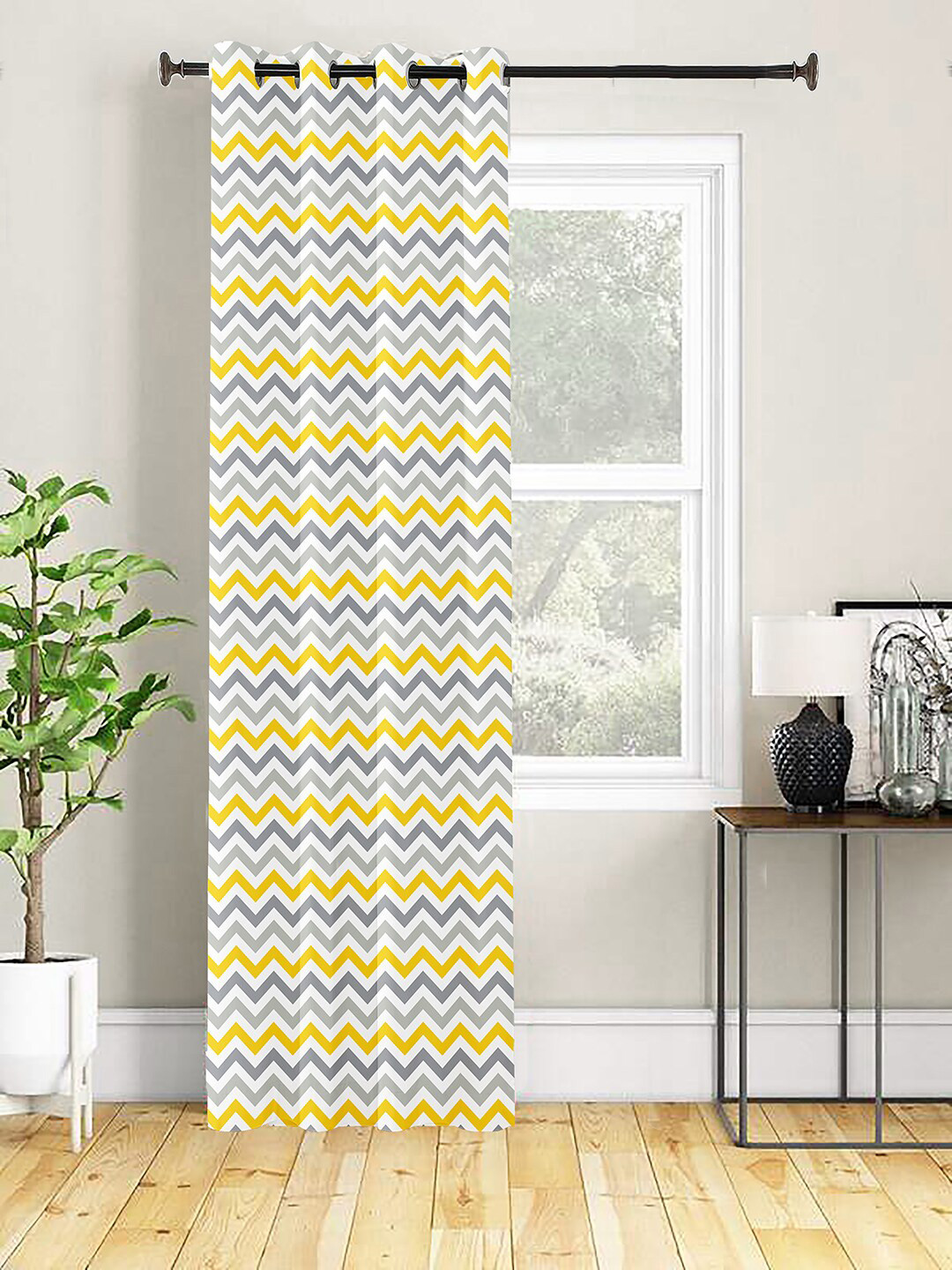 

AEROHAVEN Yellow & Grey Geometric Room Darkening Door Curtain